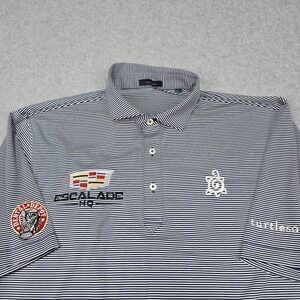 Turtleson Polo Shirt Mens Large Performance Lightweight Blue Stripe Golf Stretch